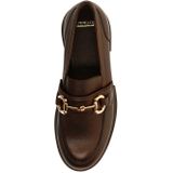 Manfield - Donkerbruin - Loafers - Leren - Dikke Hak 3 cm