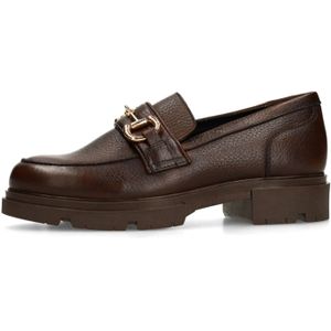 Manfield - Donkerbruin - Loafers - Leren - Dikke Hak 3 cm