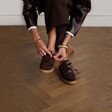 Manfield - Donkerbruin - Sneakers - Suède - Klittenband Sluiting