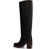 Manfield - Hoge Laarzen - Donkerbruin - Leren - Met Hak