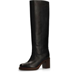 Manfield - Hoge Laarzen - Donkerbruin - Leren - Met Hak