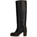 Manfield - Hoge Laarzen - Donkerbruin - Leren - Met Hak