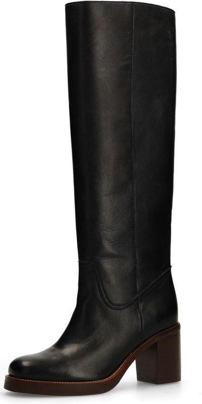 Manfield - Hoge Laarzen - Donkerbruin - Leren - Met Hak