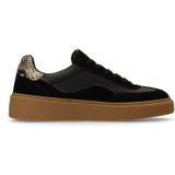Manfield - Sneakers - Zwart - Leren - Snake Detail