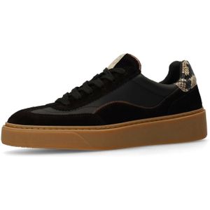 Manfield - Sneakers - Zwart - Leren - Snake Detail