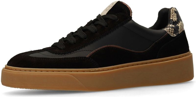 Manfield - Sneakers - Zwart - Leren - Snake Detail