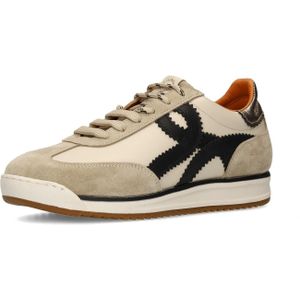 MANFIELD - Sneakers Laag - Beige Zwart Zilver
