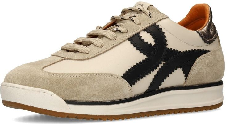 MANFIELD - Sneakers Laag - Beige Zwart Zilver