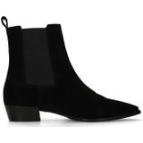 Manfield - Chelsea Boots - Zwart - Suède - Blokhak 3 cm