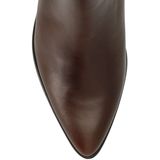 Manfield - Donkerbruin - Leren Enkellaarsjes - Platte Blokhak 3 cm