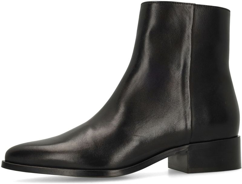 Manfield - Leren Enkellaars - Zwart