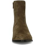 Manfield - Enkellaarsjes - Groen - Suède - Platte Blokhak 3 cm