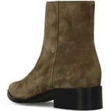 Manfield - Enkellaarsjes - Groen - Suède - Platte Blokhak 3 cm