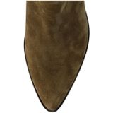 Manfield - Enkellaarsjes - Groen - Suède - Platte Blokhak 3 cm