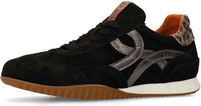 Manfield - Zwarte Sneakers - Suède - Casual schoenen