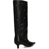 Manfield - Hoge Laarzen - Zwart - Leren - Met Studs