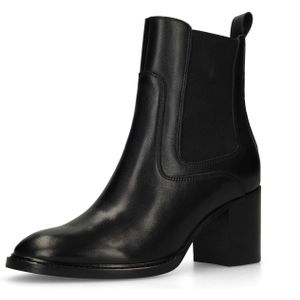 MANFIELD - Enkellaarsjes - Zwart - Leer - Hoge Hak