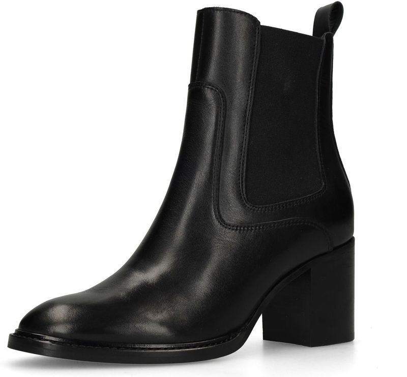 MANFIELD - Enkellaarsjes - Zwart - Leer - Hoge Hak