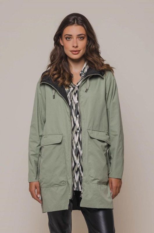 Rino & Pelle - Reversible Coat - Olijf - Mix van Materialen