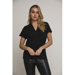 Rino&Pelle dames T-shirt - Kallie V-hals top - zwart