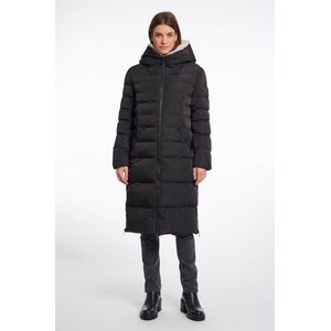 RINO & PELLE - Keilafur - Gewatteerde Jas - Zwart - Lange Pasvorm