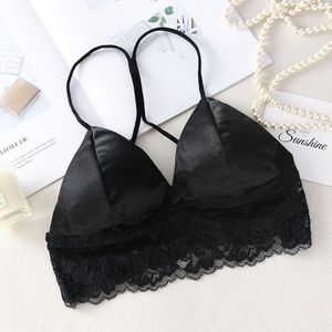 1Pcs Sexy Crop Top Vrouwen Satijn Zijde Camis Bralette Schoonheid Terug Kant Tube Top Riem Bh