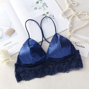 1Pcs Sexy Crop Top Vrouwen Satijn Zijde Camis Bralette Schoonheid Terug Kant Tube Top Riem Bh