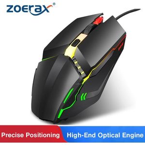 Zoerax Bedrade Gaming Muis 4 Programmeerbare Knoppen Ergonomische Muizen Kleurrijke Led Licht Voor Pc Computer Laptop
