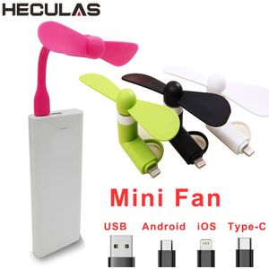 Heculas Usb Ventilator Flexibele Mobiele Telefoon Mini Fan Verwijderbare Fans Voor Android Ios Type-C Power Bank Laptop Usb gadgets