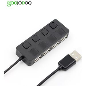 USB 2.0 Hub Splitter met Aparte AAN/UIT Schakelaar Kabel zonder power adapter LED 4 Poorten Voor Laptop Desktop PC Zwart/Wit E03