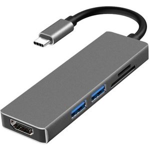Usb C Hub Hdmi Adapter Voor Pro 5 In 1 Dongle USB-C Naar Hdmi, sd/Tf Kaartlezer En 2 Poorten Usb 3.0