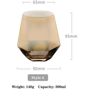 Creatieve Kristal Diamant Water Glas Met Gouden Rand, Huishoudelijke Zeszijdige Kleur Glas Wijn Glas, geschikt Voor Whisky, Sap, Mil