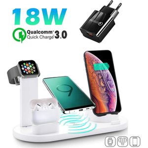 Kephe 4 In 1 Draadloze Oplader Inductie Charger Stand Voor Iphone 11 Pro X Xs Max Xr 8 Airpods Pro apple Horloge Docking Station