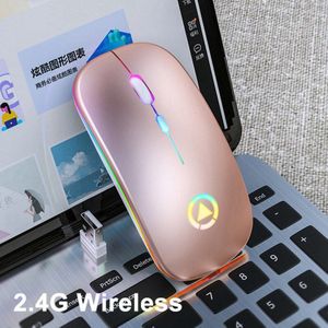 Stille Draadloze Muis Oplaadbare Lichtgewicht Draagbare Led Kleurrijke Ultra-Dunne Oplaadbare Muis Bluetooth Muizen Voor Laptop Pc