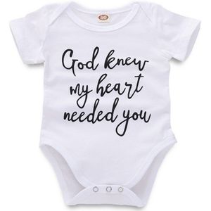 Grappige Tiny Katoen Korte Mouw Baby Bodysuit God Wist Mijn Hart Wit Onesie Jongen Meisje Zomer Outfits Baby Peuter Kleding