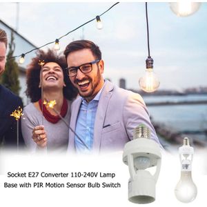 Socket E27 Duurzaam Converter 110-240V Automatische Detectie Van Menselijk Lichaam Lampvoet Met Pir Motion sensor Gloeilamp