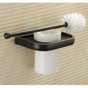 Luxe Koperen badkamer accessoires zwarte olie geborsteld handdoek bar glasplaat toiletborstel houders wall mount bad hardware set