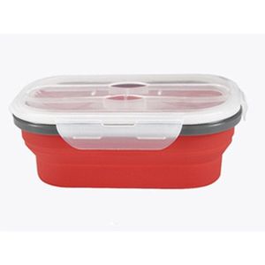 Siliconen Lunchbox Voedsel Opslag Containers Stapelbaar Bento Dozen Maaltijd Prep Container Opvouwbare Magnetron BPA Gratis Plastic Deksels