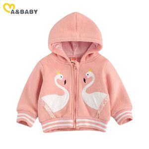 Ma & Baby 0-24M Lente Herfst Cartoon Pasgeboren Baby Baby Meisje Jassen Kant Flamingo Lange Mouwen Hooded jassen Kleding Bovenkleding