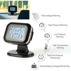 Draadloze Tpms Auto Bandenspanning Monitor System Lcd Sn Usb Snel Opladen Met 4 Externe Sensoren