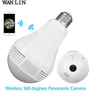 Wanlin Lamp Licht Draadloze IP VR Camera FishEye 960 P/1080 P/3MP 360 graden 3D Babyfoon home Security WiFi Camera Panoramisch