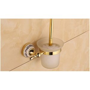 Europese delicate gold badkamer producten hoogwaardige keramische + rvs wc borstels Washroom tissue houders