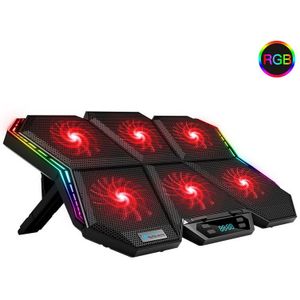 Gaming Rgb Laptop Cooler 12-17 Inch Led Scherm Laptop Cooling Pad Notebook Cooler Stand Met Zes Ventilator En 2 Usb-poorten