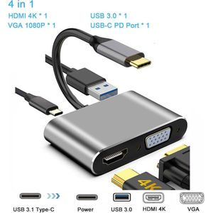 Usb C Laptop Docking Station Thunderbolt 3 Hdmi Vga RJ45 Pd Adapter Met Telefoon Houder Stand Voor Macbook Pro Huawei p30 Usb C Hub