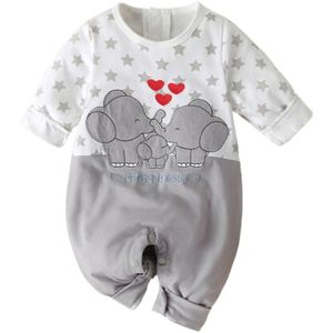 Baby Jongens Meisjes Lange Mouwen Cartoon Star Print Romper Baby Kawaii Olifant Patroon Jumpsuit Pasgeboren Peuter Houden Warme Kleding