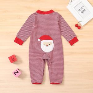 Pasgeboren Baby Meisjes Jongens Kerst Romper Kerstman Print Gestreepte Lange Mouwen Kleding Peuter Kids Jumpsuit