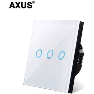 Axus Eu AC100-240 Gehard Zwart Wit Kristalglas Touch Schakelaar Power Led Panel Muur Lichtschakelaars 1/2/3 Gang interruttore