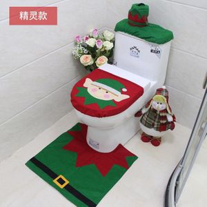 Luanqi Wc Decoratie Kerstman Badkamer Mat Kerst Toiletbril & Cover Kerst Wc-deksel Nieuwjaar Xmas Decoratie