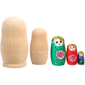 Meizhi -Selling Handgeschilderde Hoofddeksels Kinderen Geschilderd Pop Creatieve Graffiti Pop Set Log Baby Handgemaakte wit Speelgoed