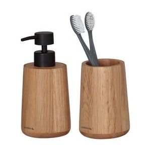 Sealskin Earth - Badkamerset - Zeepdispenser 150 ml - Tandenborstelbeker - Eiken